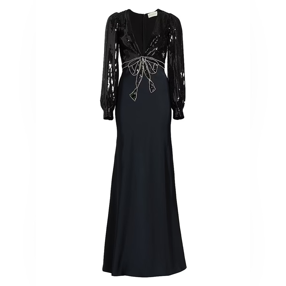 Sachin + Babi Black Maxi Dress with Silver Detailing
